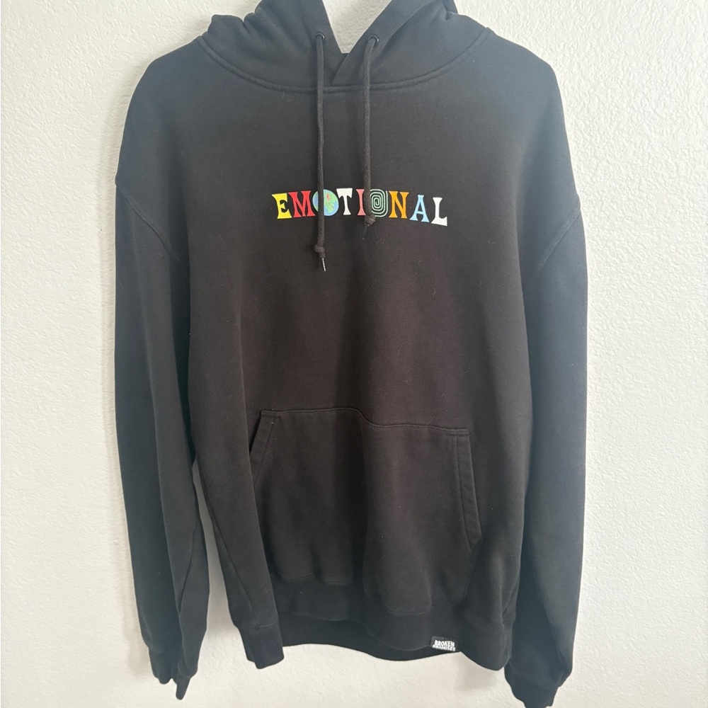 Broken Promises Black Hoodie with Multicolor 'Emotional' Design